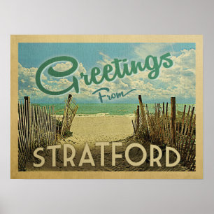 Stratford Connecticut Beach Vintage Travel Poster