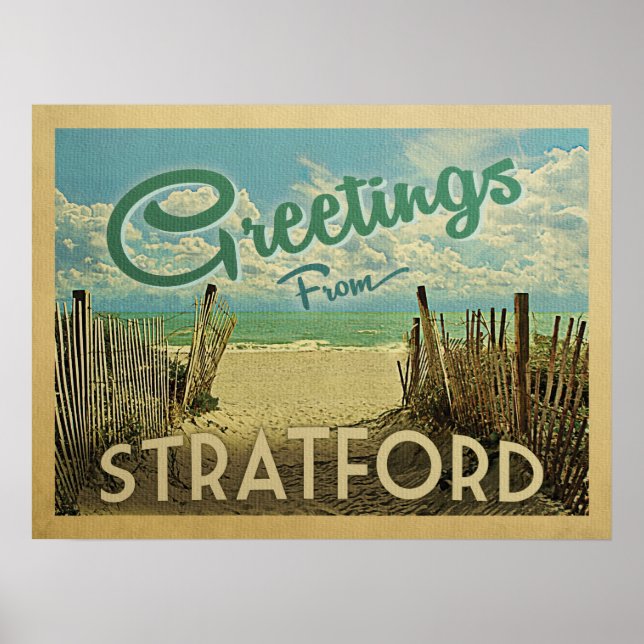 Stratford Connecticut Beach Vintage Travel Poster (Front)