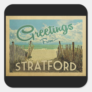Stratford Connecticut Beach Vintage Travel Square Sticker