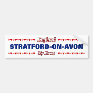 STRATFORD-ON-AVON - My Home - England; Hearts Bumper Sticker