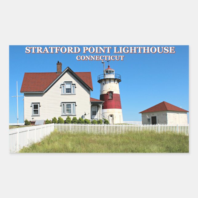 Stratford Point Lighthouse, Connecticut Rectangular Sticker (Front)