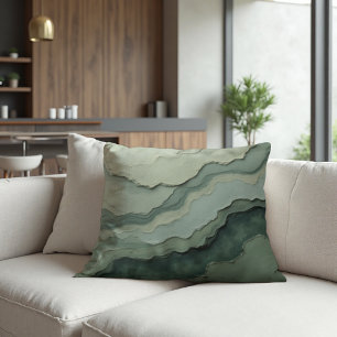 Stratified Sage Abstract - Organic Modern Cushion