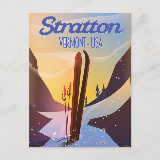 Stratton Vermont ski travel poster Postcard (Front)
