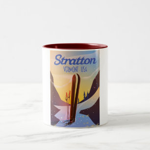 Stratton Vermont ski travel poster Two-Tone Coffee Mug