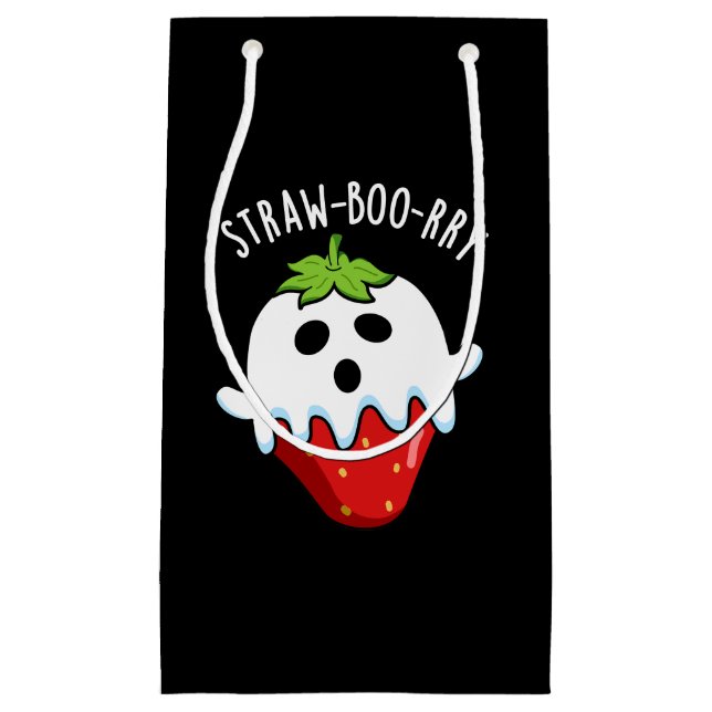 Straw-boo-rry  Funny Strawberry Pun Dark BG Small Gift Bag (Front)