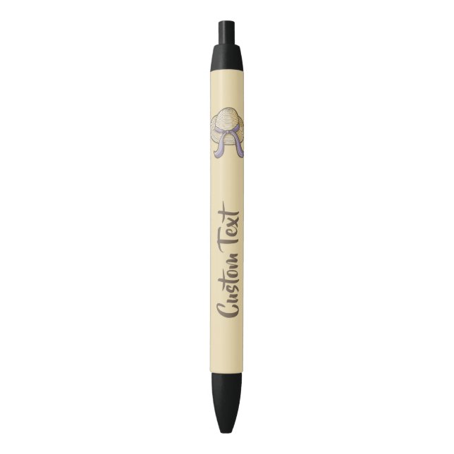 Straw Hat Beige Black Ink Pen (Front Vertical)