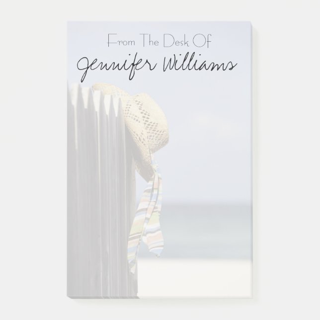 Straw Hat Hanging On Fence At Beach Post-it Notes (Front)