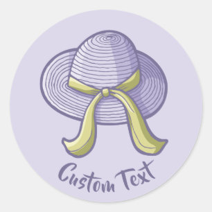 Straw Hat Lilac Classic Round Sticker