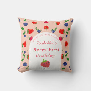 Strawber Berry First Birthday Cushion