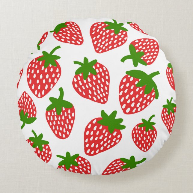 Strawberrie seamless pattern. Vintage illustration Round Cushion (Front)