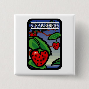 Strawberries 15 Cm Square Badge