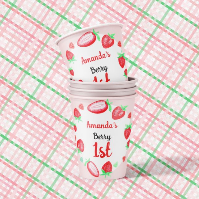 Strawberries 1rst birthday berry first paper cups (Creator Uploaded)