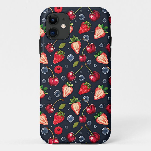 Strawberries and cherries on a dark background   Case-Mate iPhone case (Back)