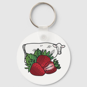 Strawberries and Cream Button Keychain