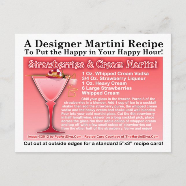 Strawberries and Cream Martini RecipePostcard Postcard (Front)
