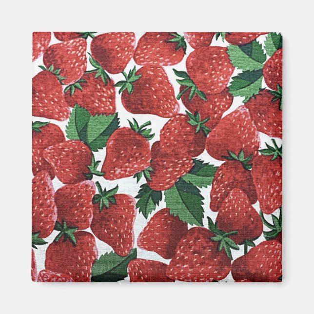 Strawberries and Cream Pattern Magnet (Front)