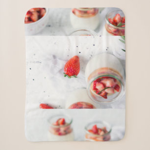 strawberries and cream sherpa blanket