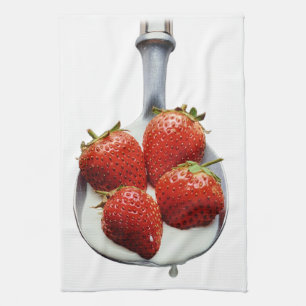 Strawberries and Cream Tea Towel