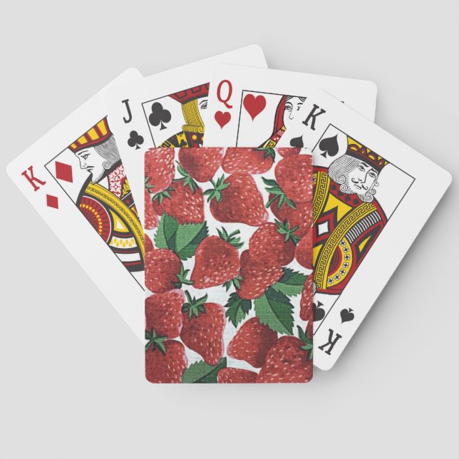 Strawberries and Cream Textile Pattern Playing Cards (Back)