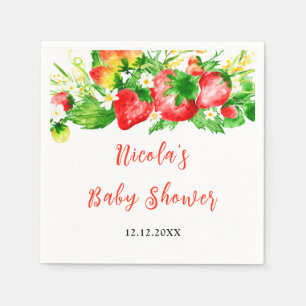 Strawberries and Daisies Baby Shower Napkin