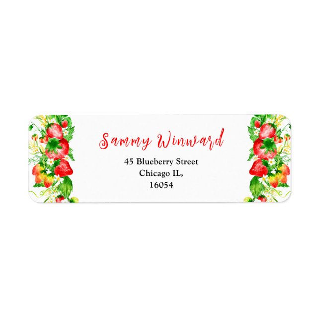 Strawberries and Daisies Baby Shower Return Address Label (Front)