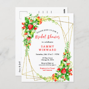 Strawberries and Daisies Bridal Shower Postcard