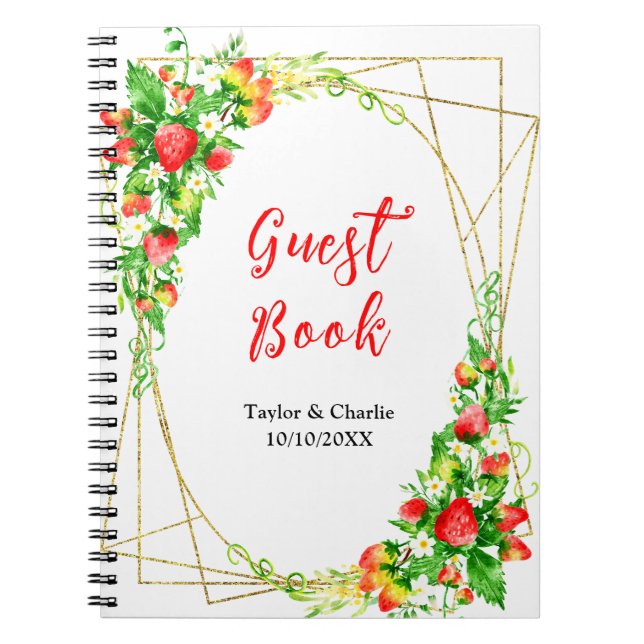 Strawberries and Daisies Wedding Guest Book (Front)