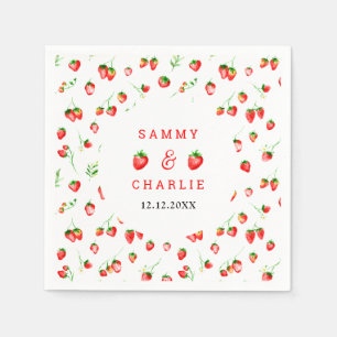 Strawberries and Daisies Wedding Napkin
