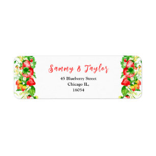 Strawberries and Daisies Wedding Return Address Label