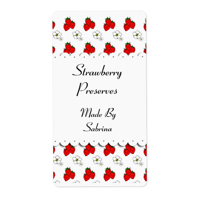 Strawberries and Flowers Custom Label (Front)