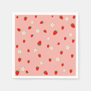 Strawberries and Flowers  Napkin