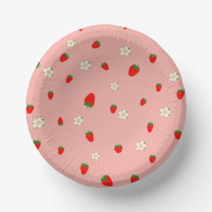  Strawberries and Flowers  Paper Plate