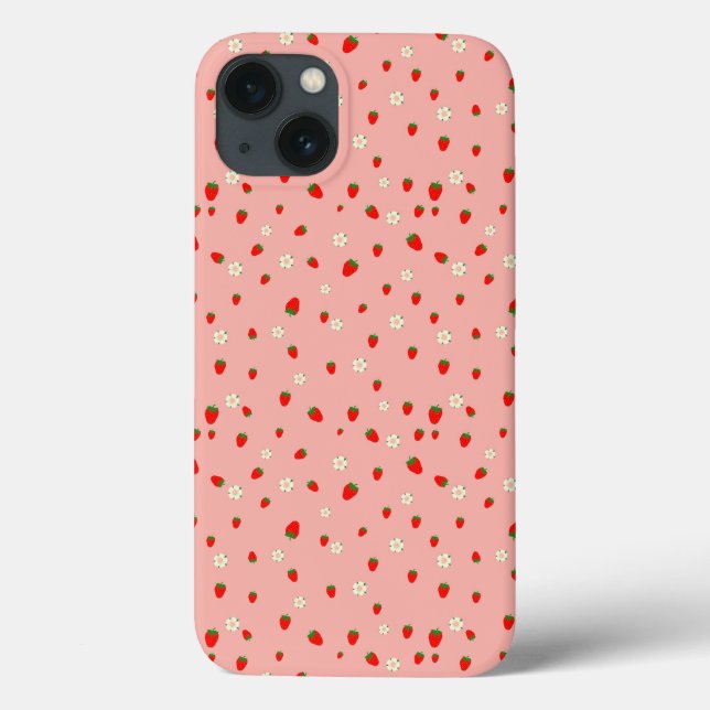 Strawberries and Flowers Pattern Case-Mate iPhone Case (Back)