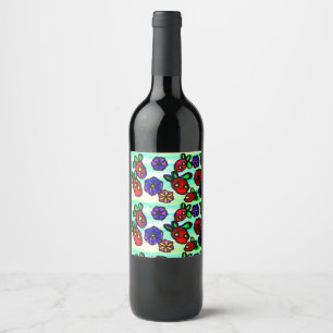 Strawberries and Flowers Wine Label