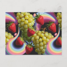 Strawberries and Grapes Fruit Swirl Postcard