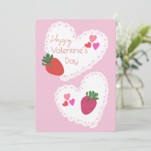 Strawberries and Hearts Happy Valentines Day  Holiday Card