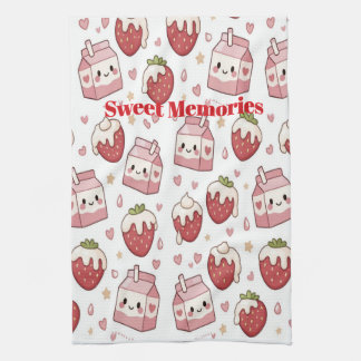 Strawberries and Milk Kitchen Towel