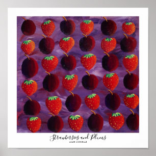 Strawberries and Plums Painting Poster