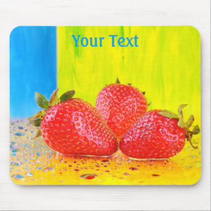 Strawberries and Water Drops Mousepad