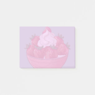 Strawberries and whipped cream post-it notes