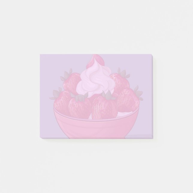 Strawberries and whipped cream post-it notes (Front)