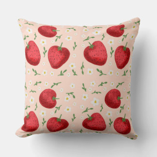 Strawberries and white flowers cushion