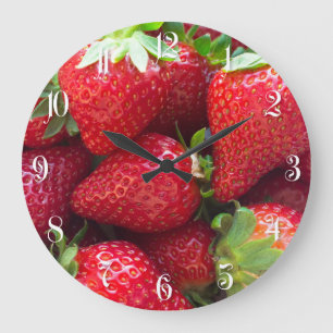 Strawberries background large clock