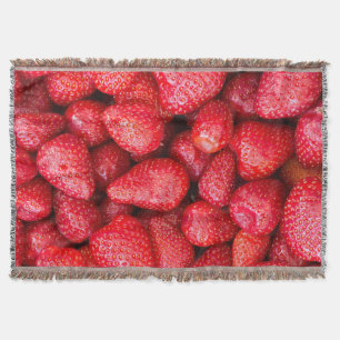 Strawberries background throw blanket