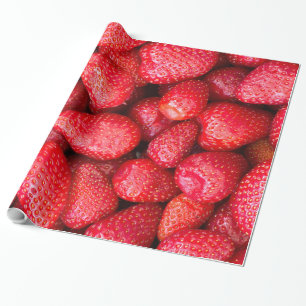 Strawberries background wrapping paper