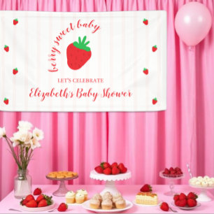 Strawberries Berry Sweet Baby Shower Banner