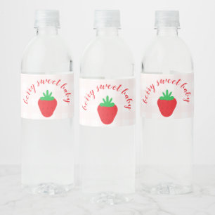 Strawberries Berry Sweet Baby Shower Water Bottle Label