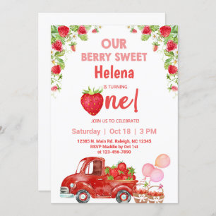 Strawberries berry sweet girl birthday invitation. invitation
