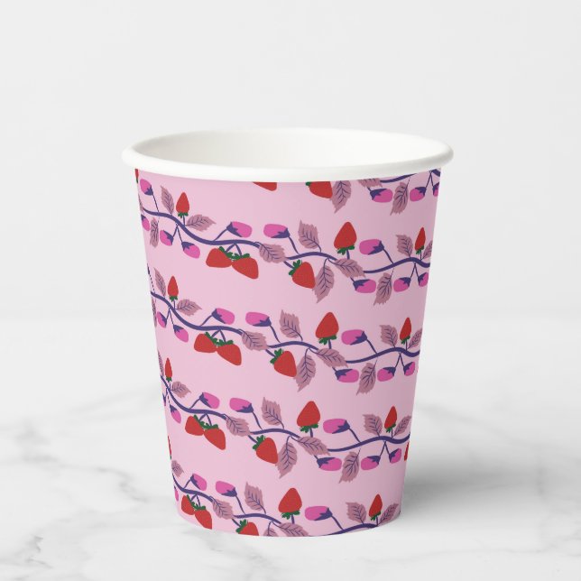 Strawberries birthday party  paper cups (Front)