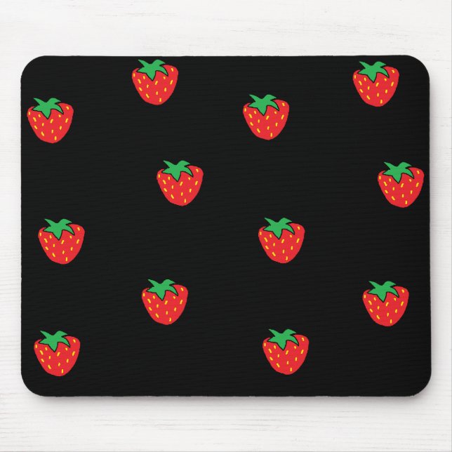 Strawberries Black Mouse Pad (Front)